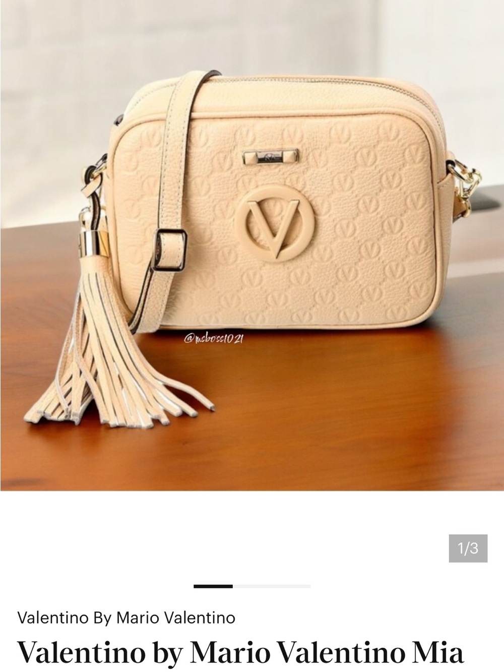 Mario Valentino Cream Leather Crossbody with Tassel
